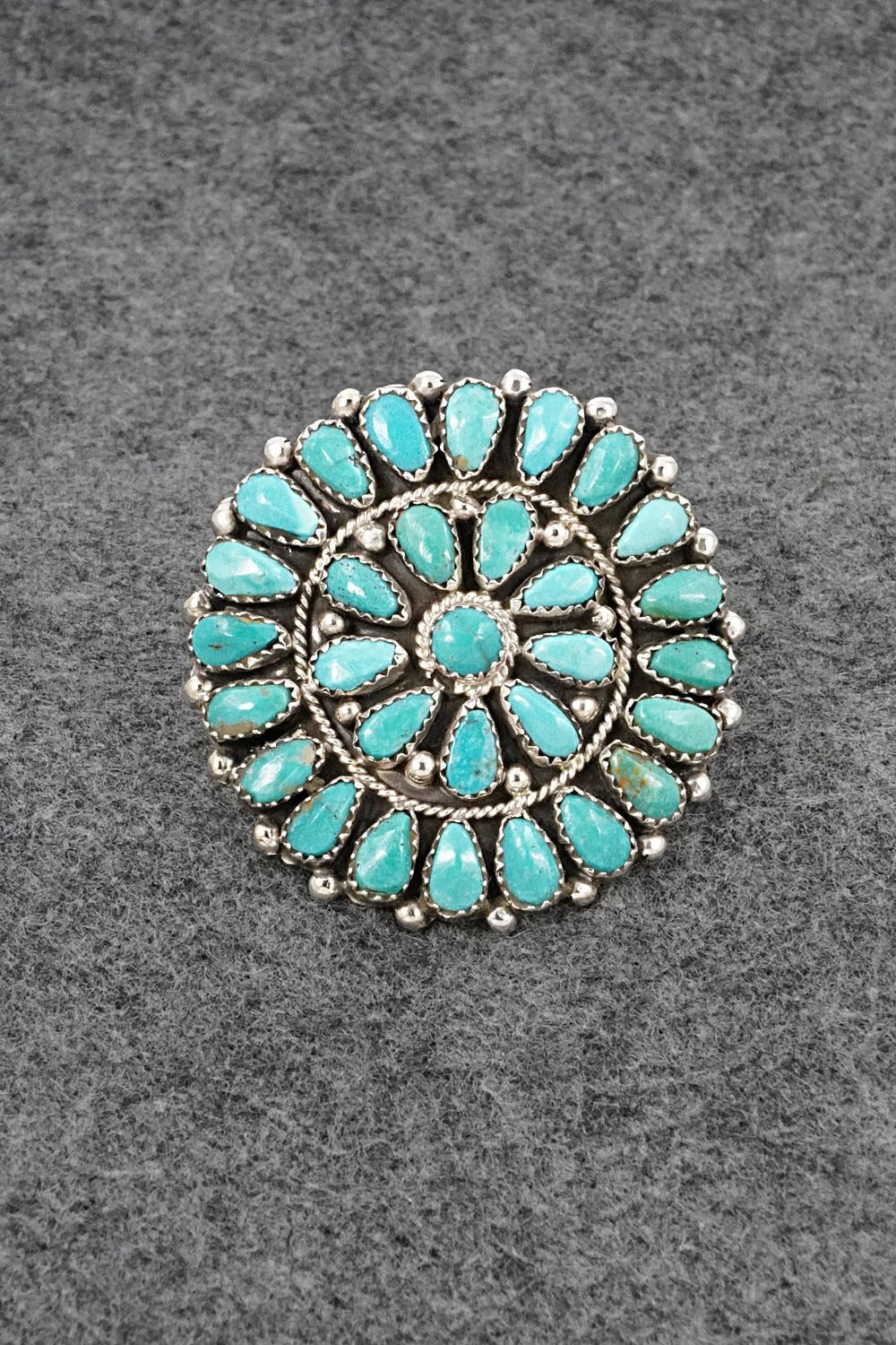 Turquoise & Sterling Silver Ring - Eunise Wilson - Size Adj.