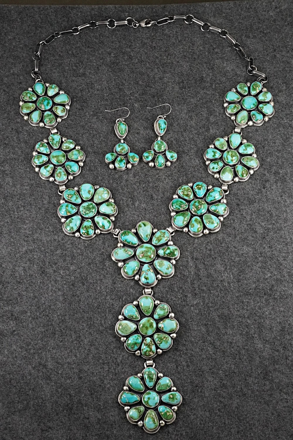 Turquoise & Sterling Silver Necklace and Earrings Set - Kathleen Livingston