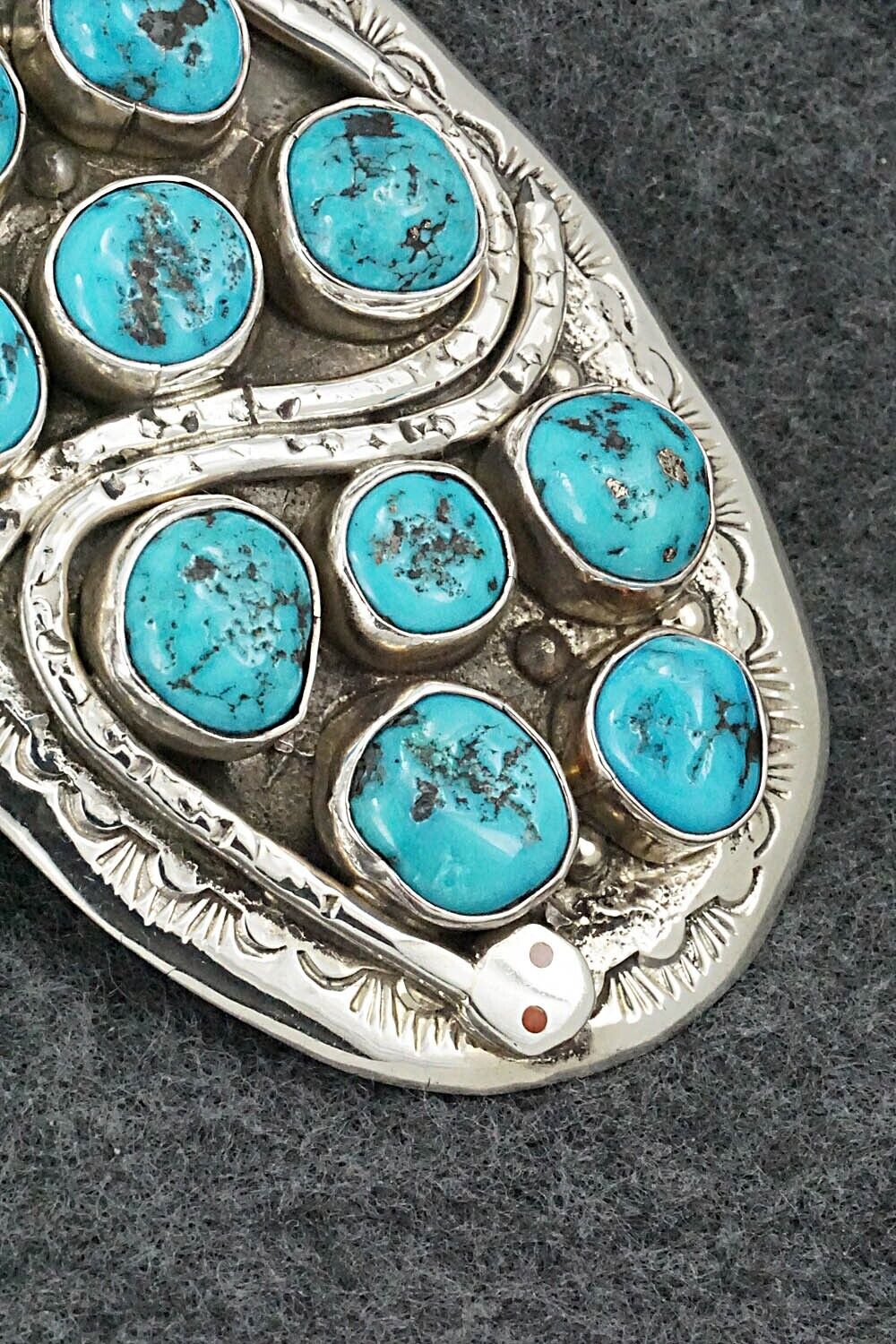 Turquoise & Sterling Silver Bolo Tie & Belt Buckle Set - Jude Candelaria