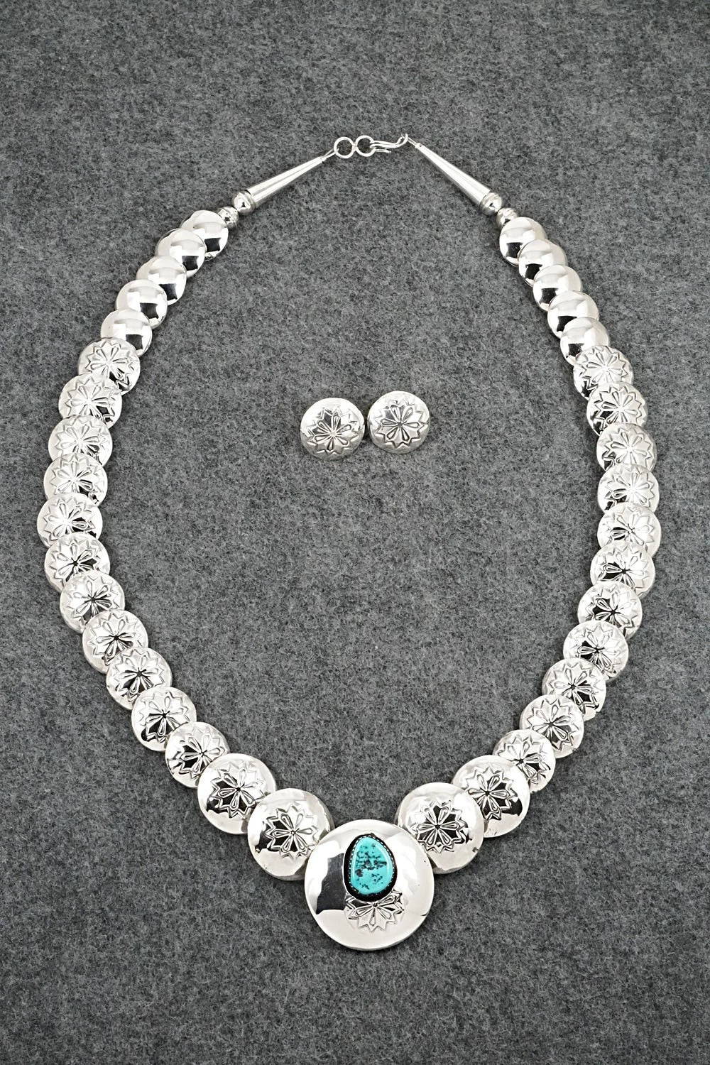 Turquoise Sterling Silver Necklace and Earrings Set - Tim Thompson