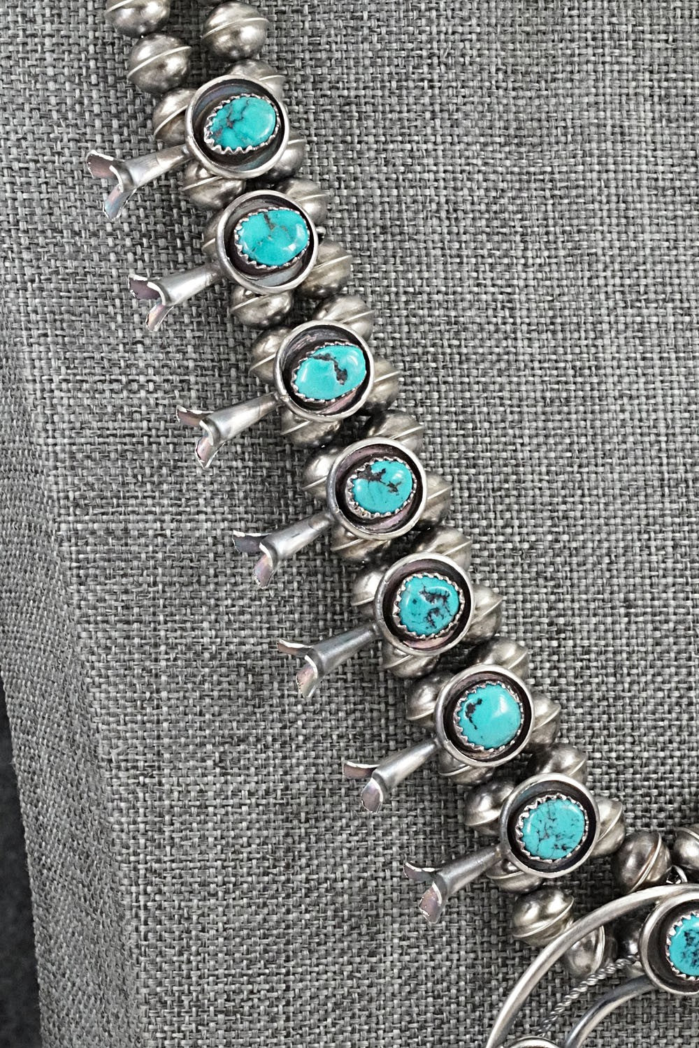 Turquoise & Sterling Silver Squash Blossom Set - Phil Garcia