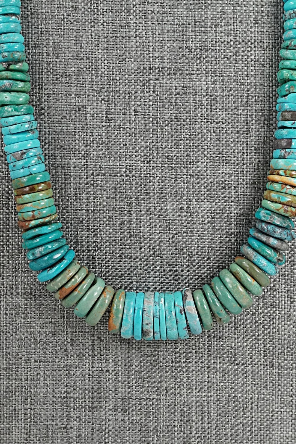 Turquoise & Sterling Silver Necklace 22" - Doreen Jake
