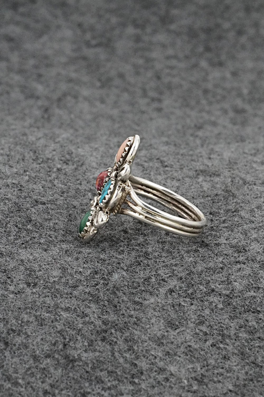 Multi-Stone & Sterling Silver Ring - Priscilla Reeder - Size 7.5