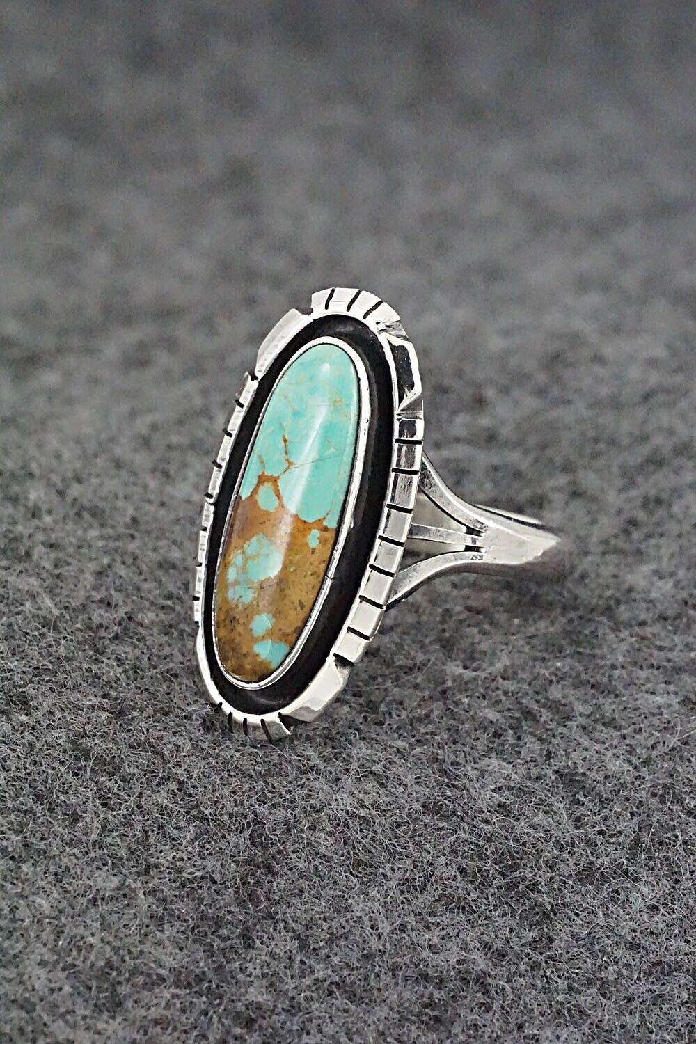 Turquoise & Sterling Silver Ring - Amos Begay - Size 8.25