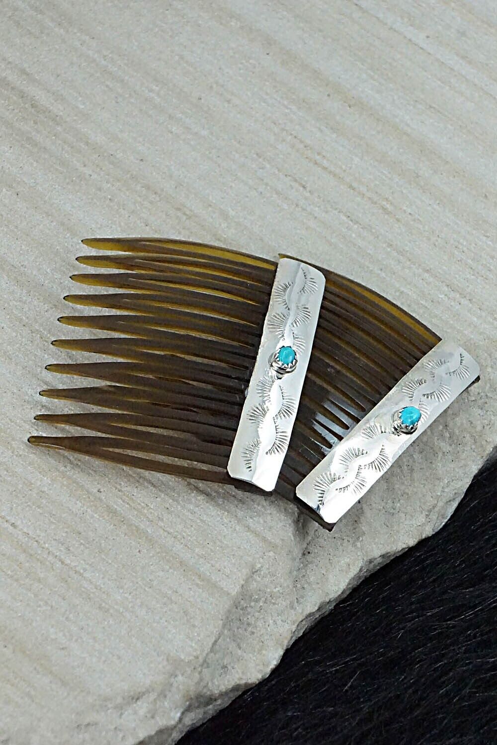 Turquoise & Sterling Silver Hair Combs - Randall Dalgai