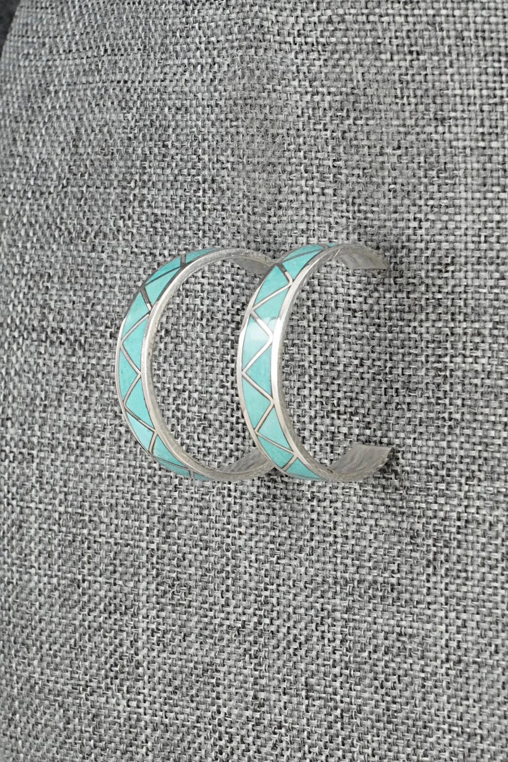 Turquoise Inlay & Sterling Silver Earrings - Joann Peina