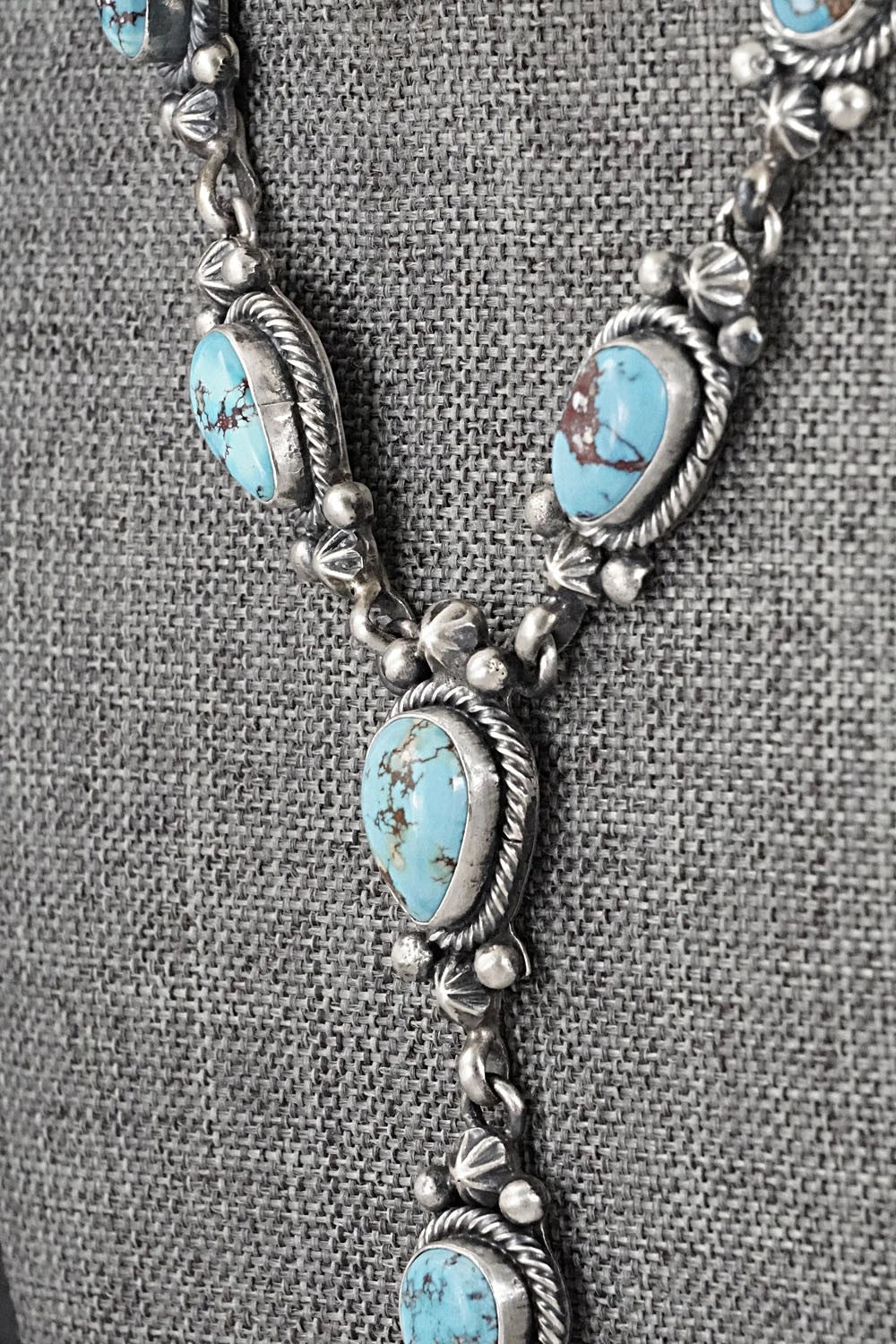 Turquoise & Sterling Silver Necklace and Earrings Set - Darrin Livingston