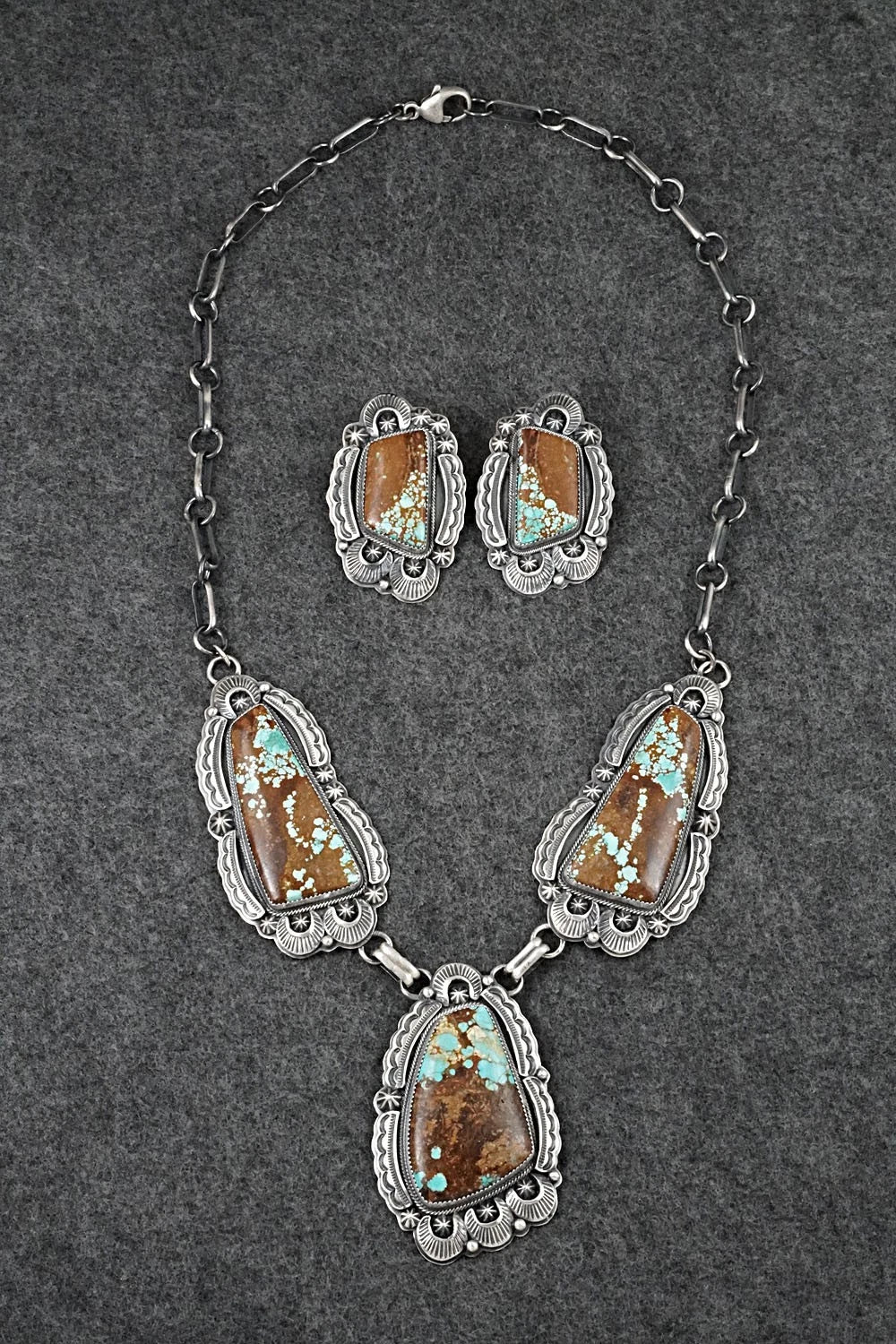 Turquoise & Sterling Silver Necklace and Earrings Set - Randy Boyd