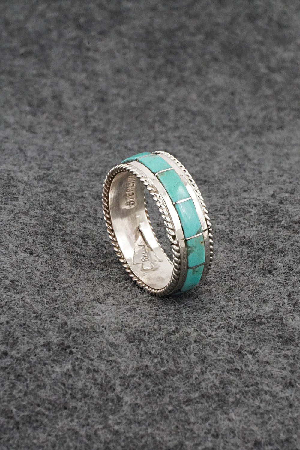 Turquoise & Sterling Silver Ring - Bruce Johnson - Size 10.5