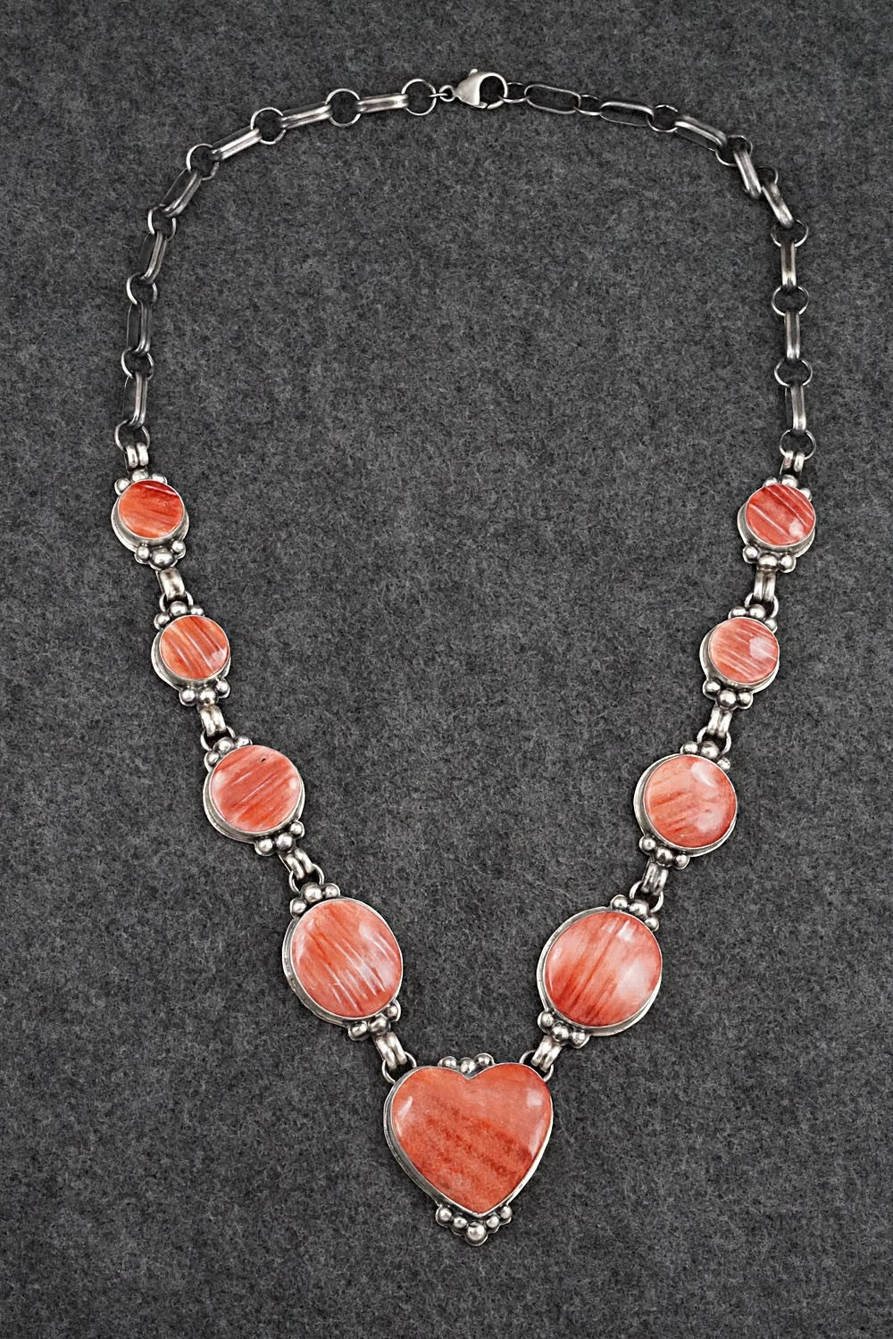 Spiny Oyster & Sterling Silver Necklace - Darrin Livingston