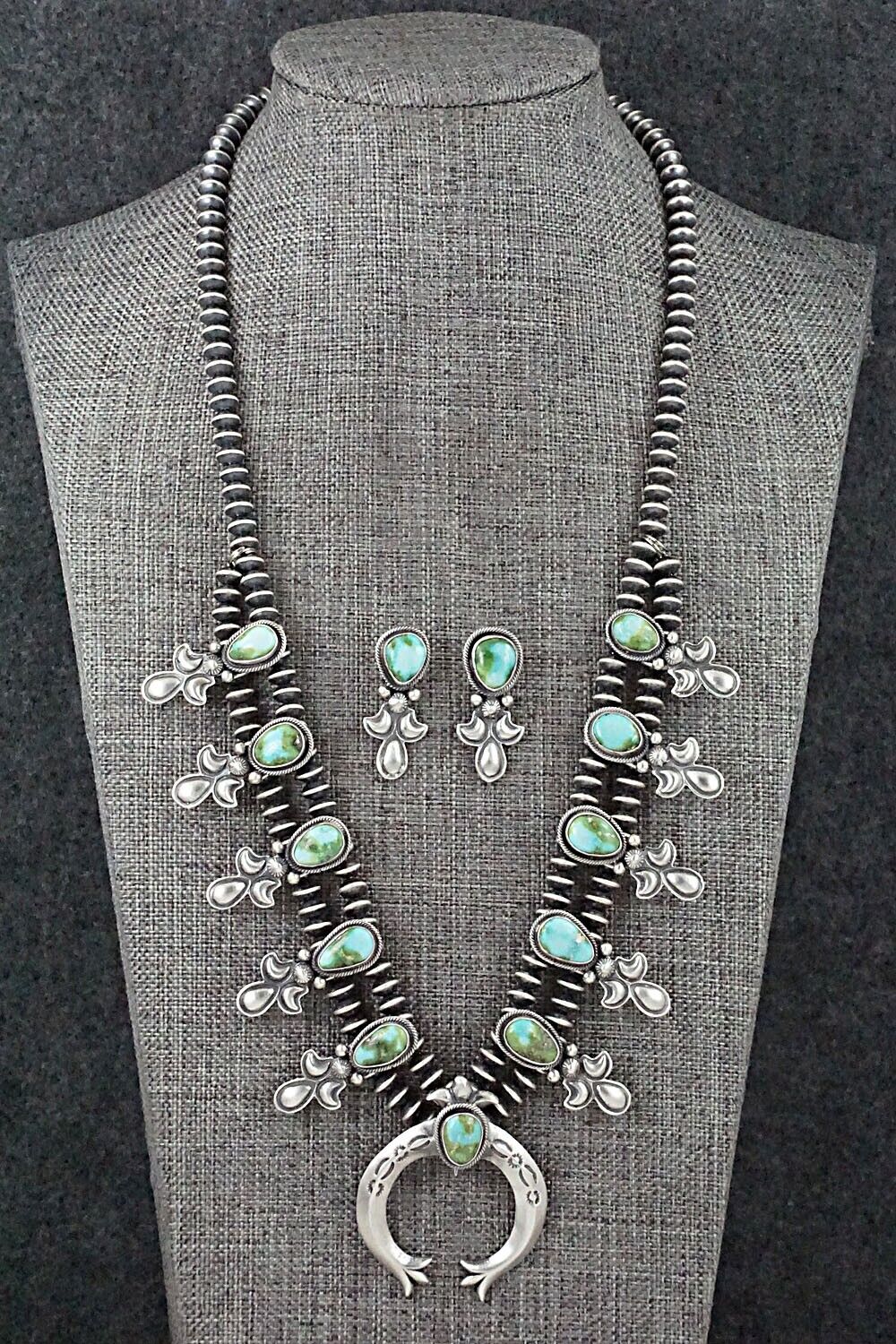 Turquoise & Sterling Silver Squash Blossom Set - Paige Gordon