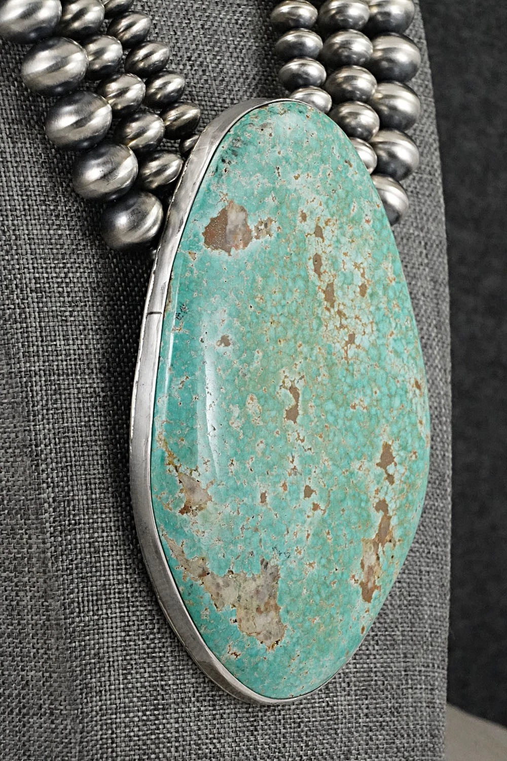 Turquoise & Sterling Silver Navajo Pearl Necklace - Johnson & Halwood