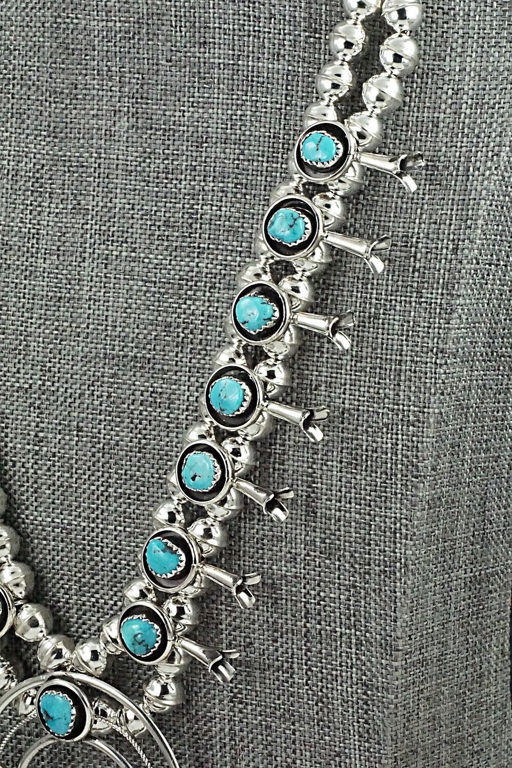 Turquoise & Sterling Silver Squash Blossom Set - Phil Garcia