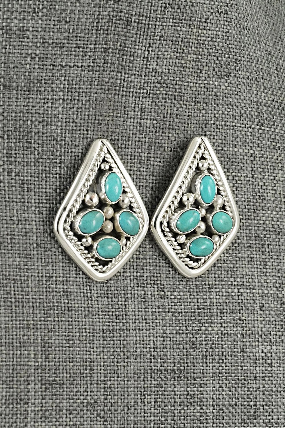 Turquoise & Sterling Silver Earrings - Chester Charley