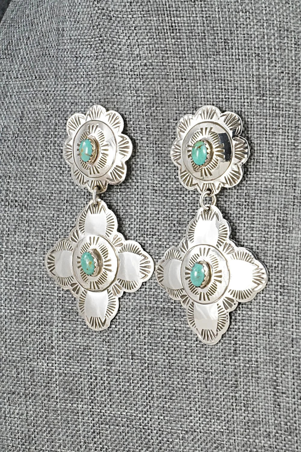 Turquoise & Sterling Silver Earrings - Bertha Begay