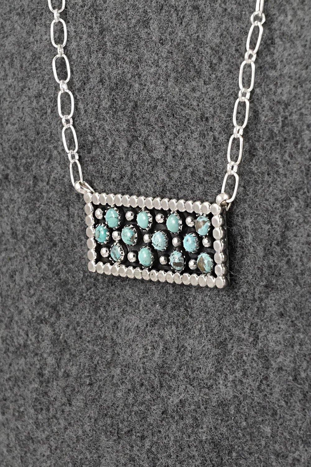 Turquoise & Sterling Silver Necklace - Kenny Lonjose
