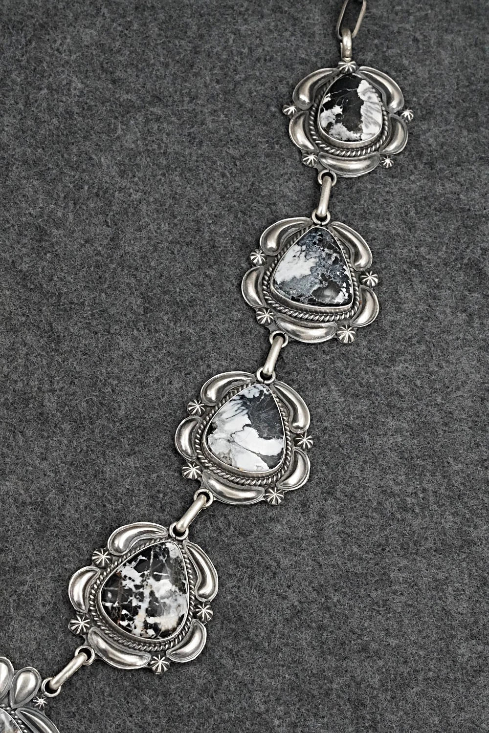 White Buffalo & Sterling Silver Necklace and Earrings Set - Raymond Delgarito