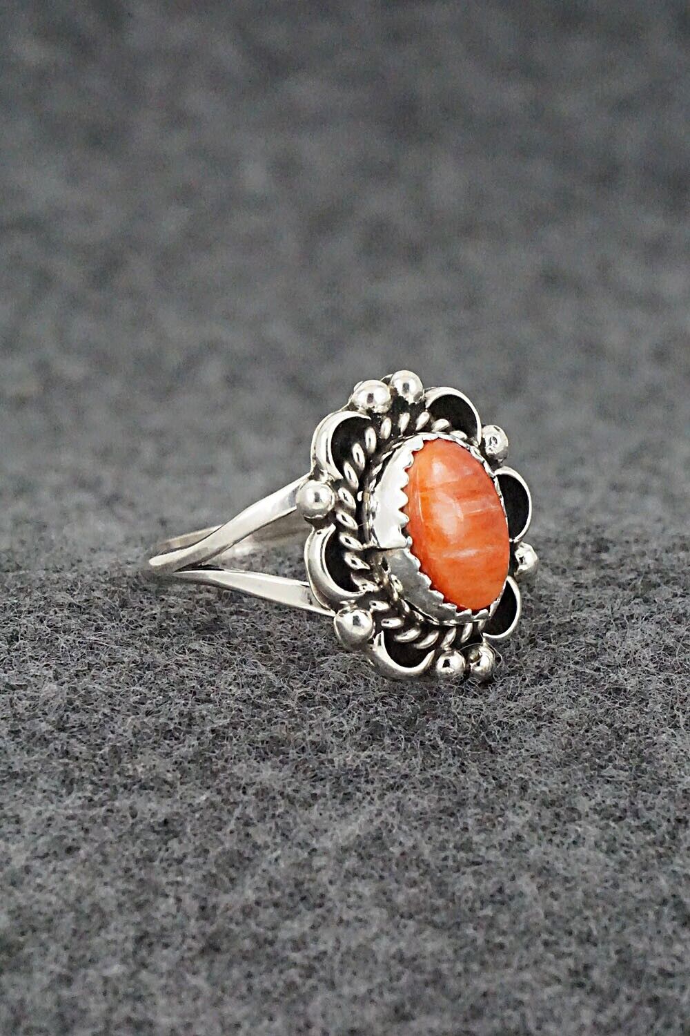 Spiny Oyster & Sterling Silver Ring - Freda Martinez - Size 9