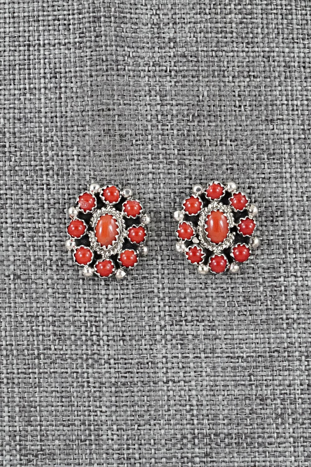 Coral & Sterling Silver Earrings - Nathaniel Curley