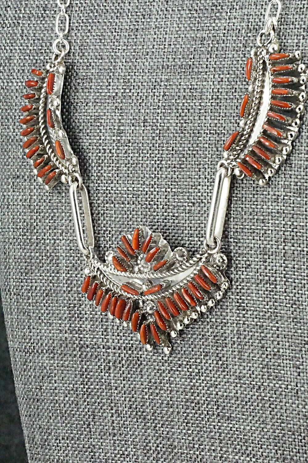 Coral & Sterling Silver Necklace Set - Eva Wyaco