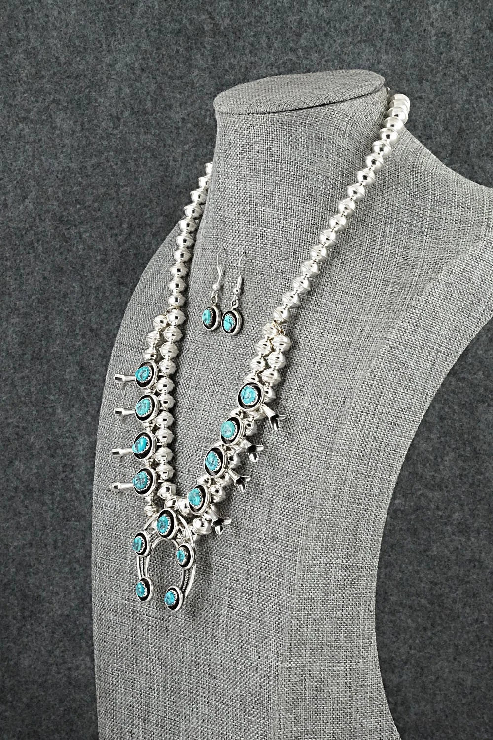 Turquoise & Sterling Silver Squash Blossom Set - Phil Garcia