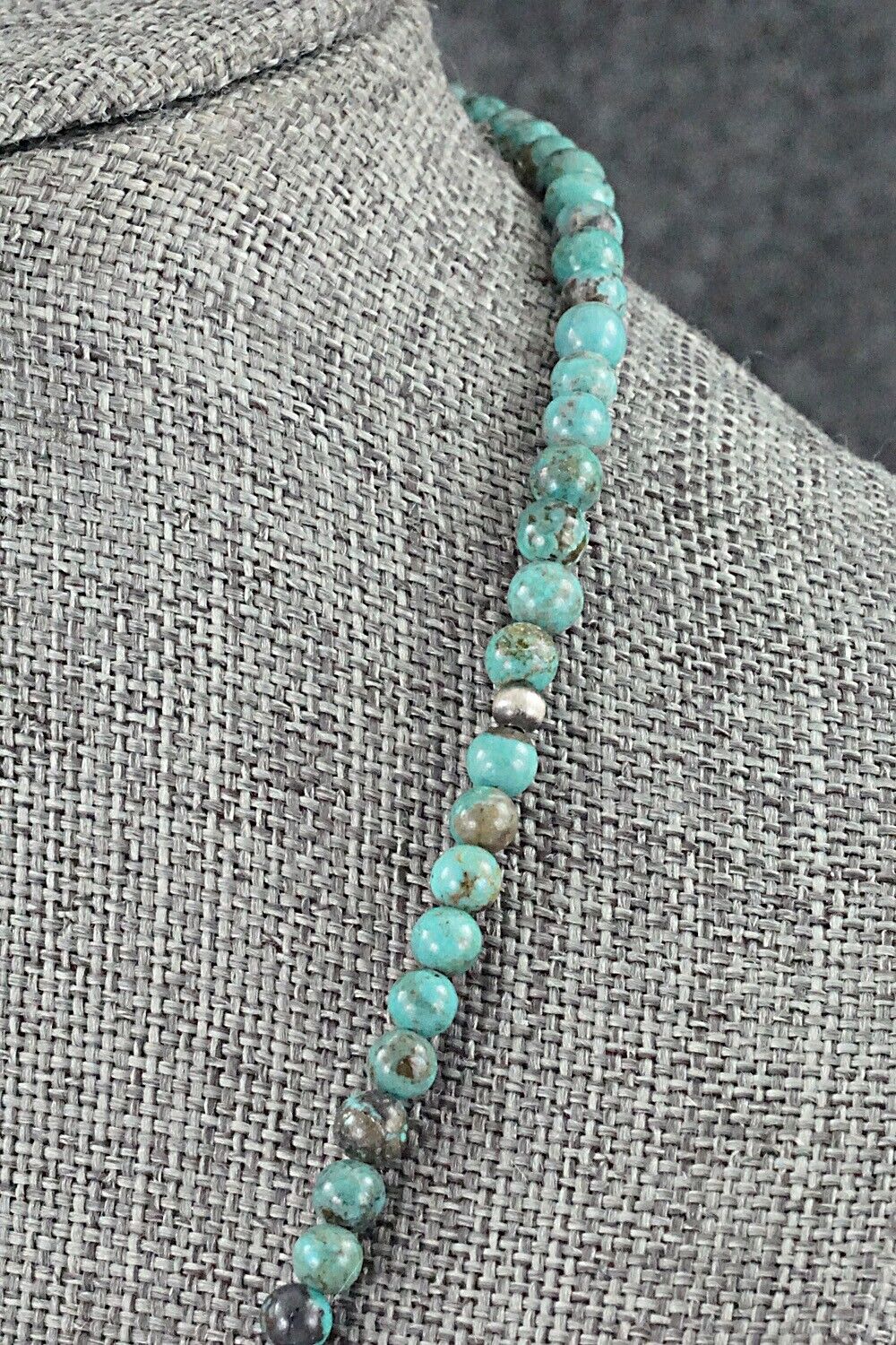 Turquoise & Sterling Silver Necklace 18" - Doreen Jake