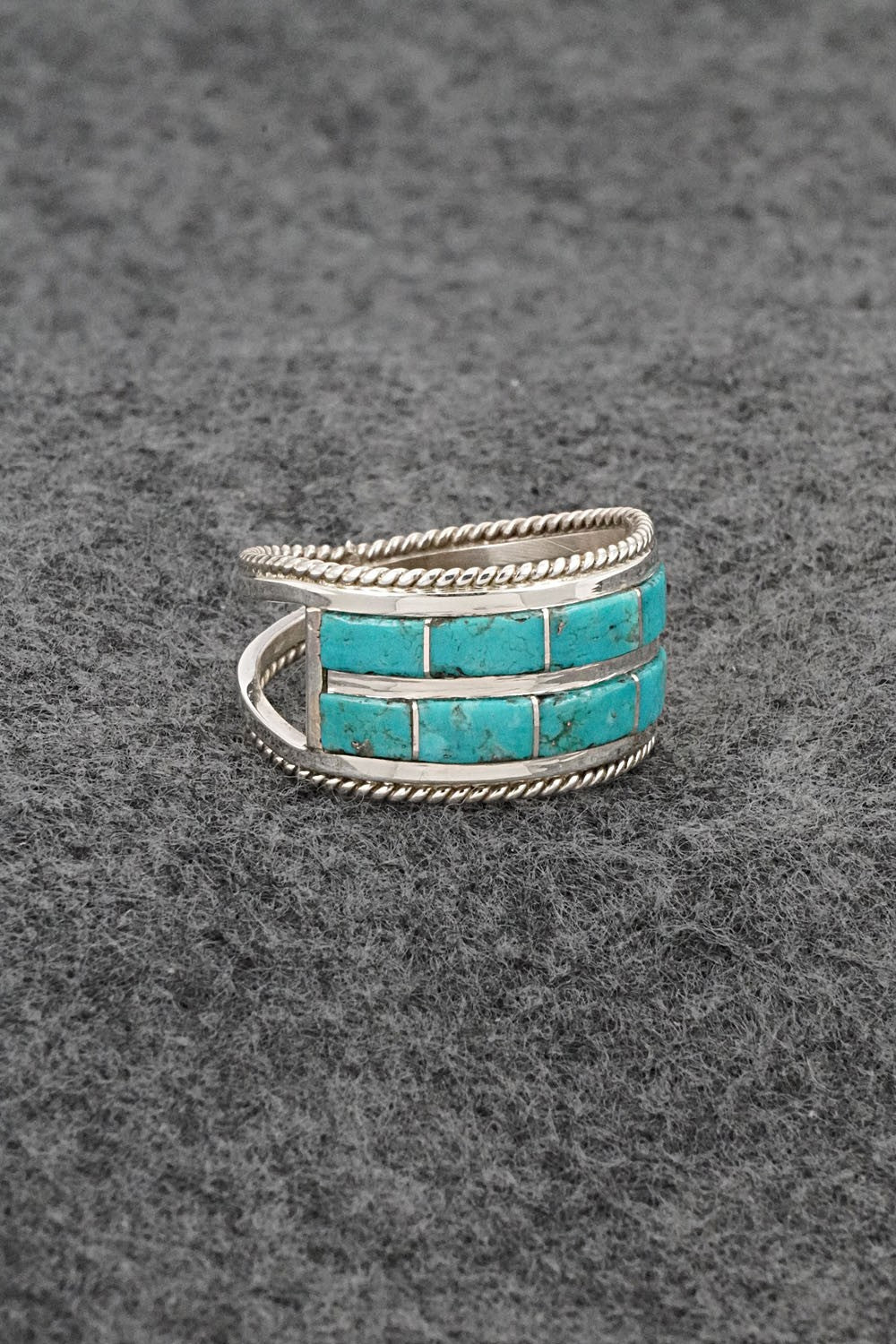 Turquoise & Sterling Silver Ring - Bruce Johnson - Size 9.5