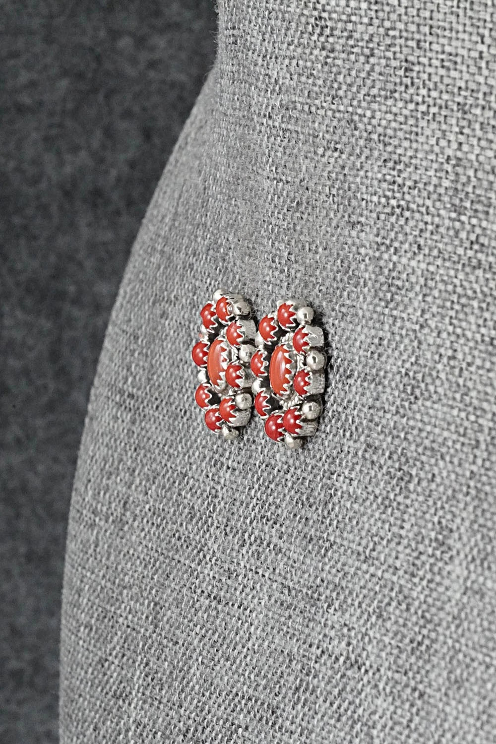 Coral & Sterling Silver Earrings - Nathaniel Curley