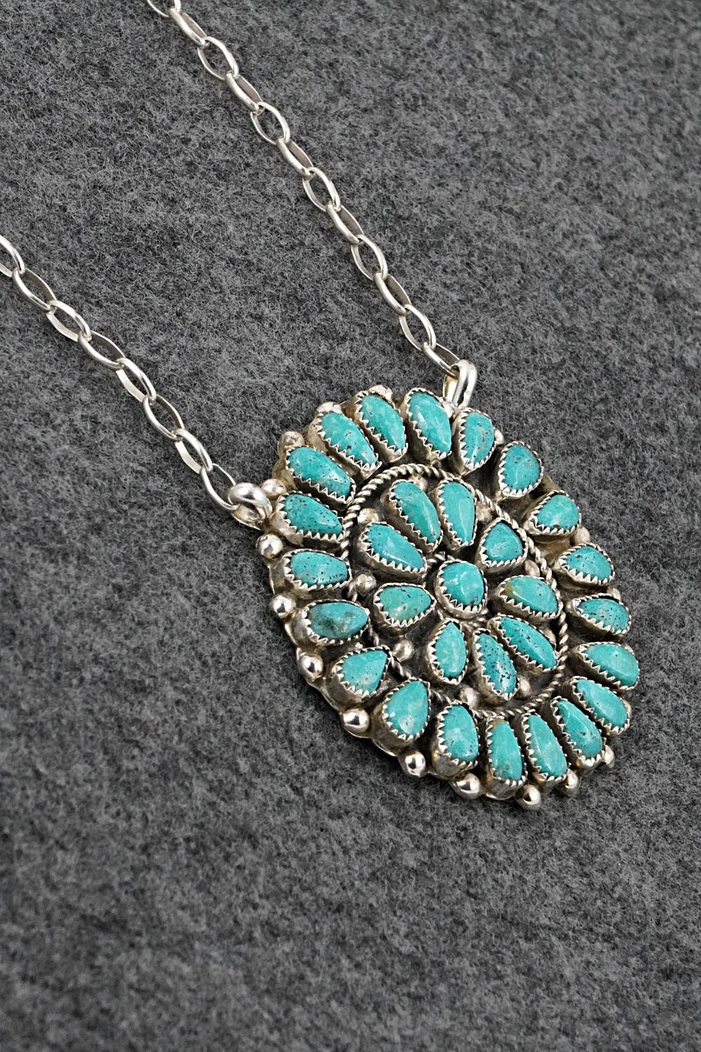Turquoise & Sterling Silver Necklace - Eunise Wilson