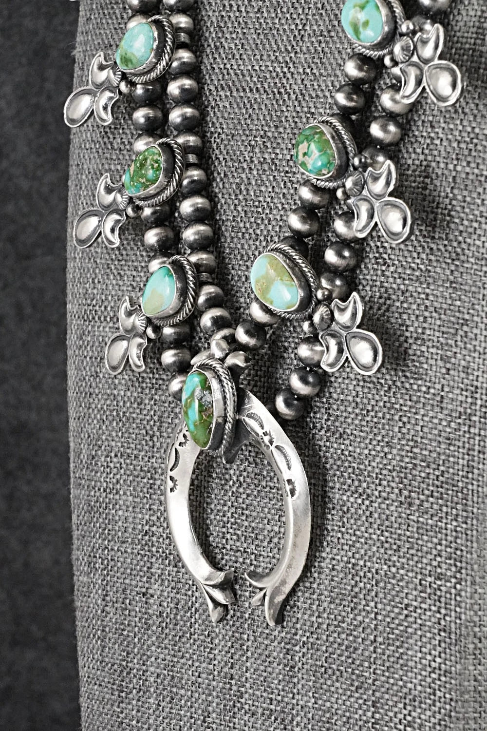 Turquoise & Sterling Silver Squash Blossom Set - Adrienne Gordon