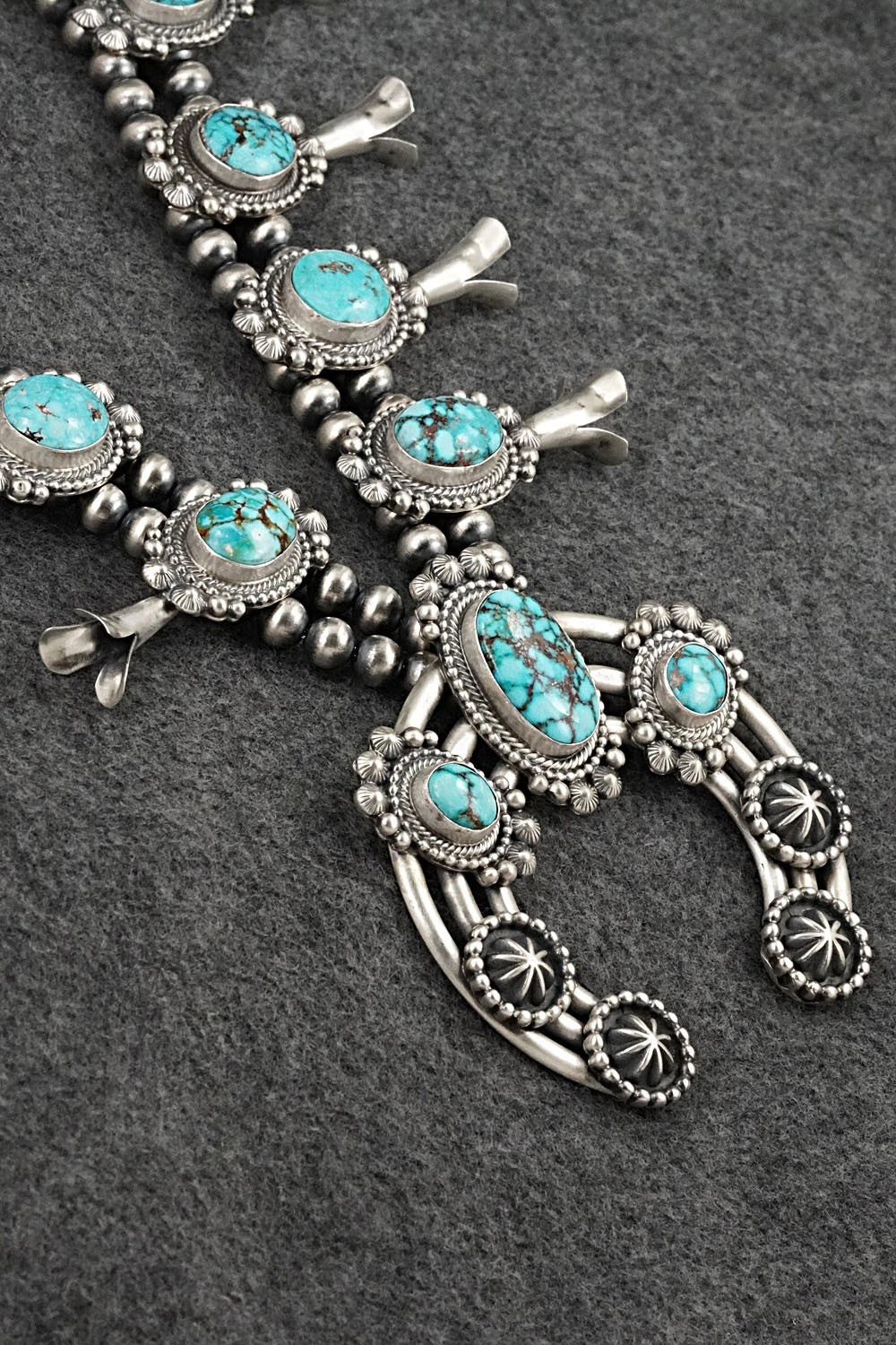 Turquoise & Sterling Silver Squash Blossom Set - Tom Lewis