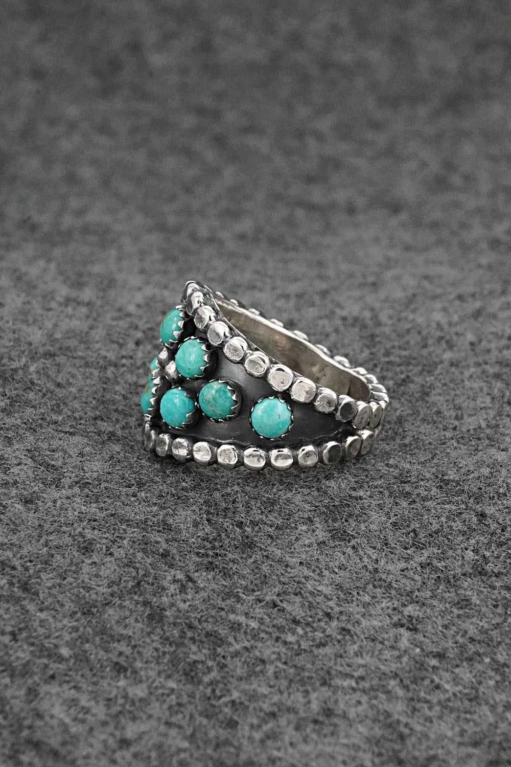 Turquoise & Sterling Silver Ring - Kenny Lonjose - Size 8.5