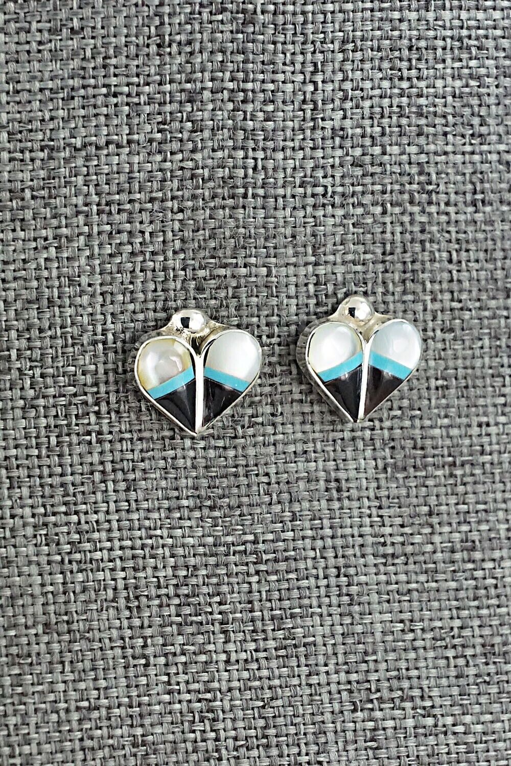 Multi Stone Inlay & Sterling Silver Earrings - Vernelda Niiha