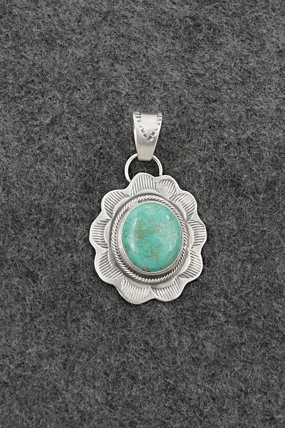 Turquoise & Sterling Silver Pendant - Cordell Platero