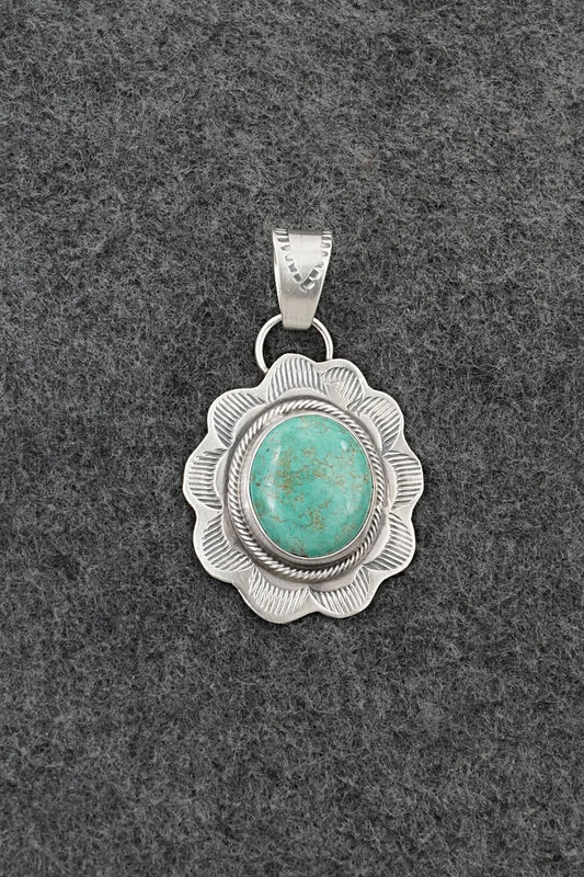 Turquoise & Sterling Silver Pendant - Cordell Platero