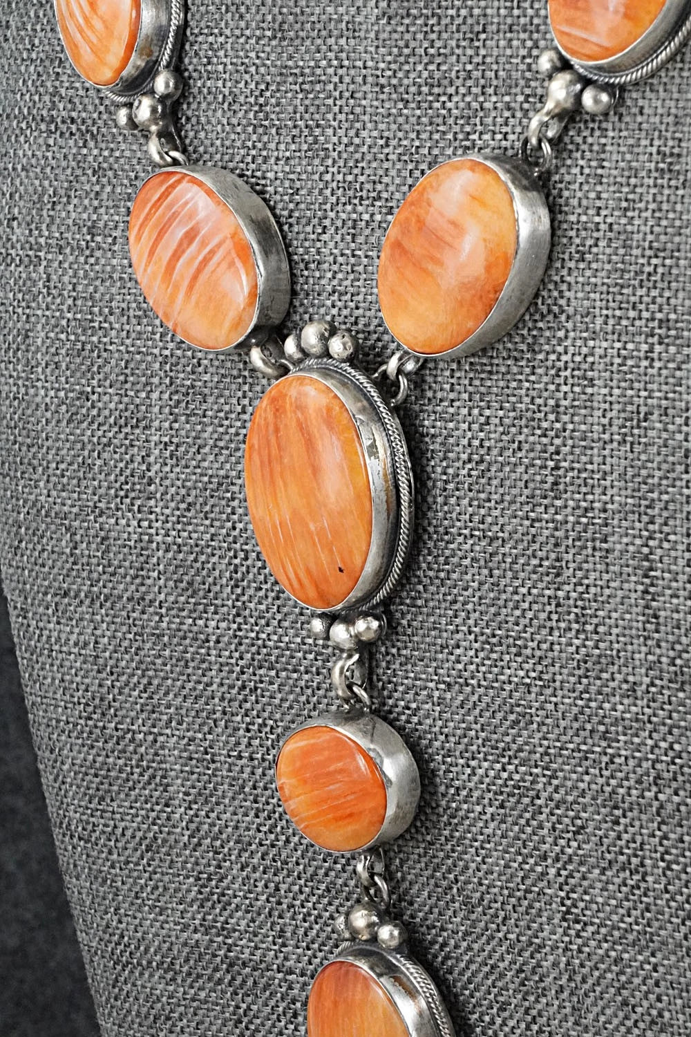 Spiny Oyster & Sterling Silver Necklace and Earrings Set - Kathleen Livingston