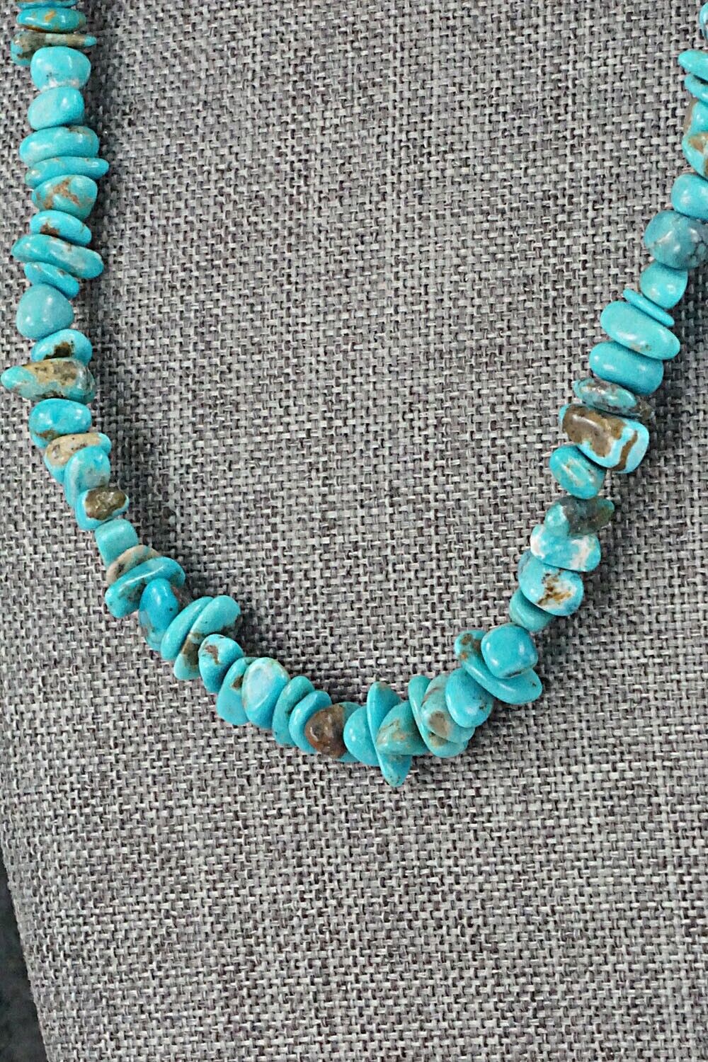 Turquoise & Sterling Silver Necklace 51" - Doreen Jake