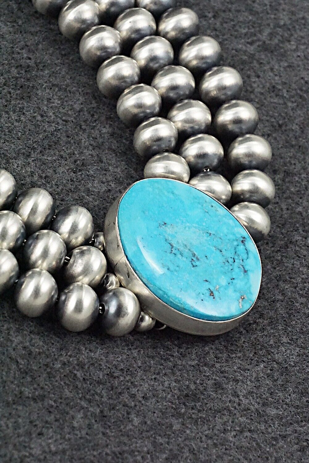 Turquoise & Navajo Pearl Sterling Silver Necklace - Alice Johnson