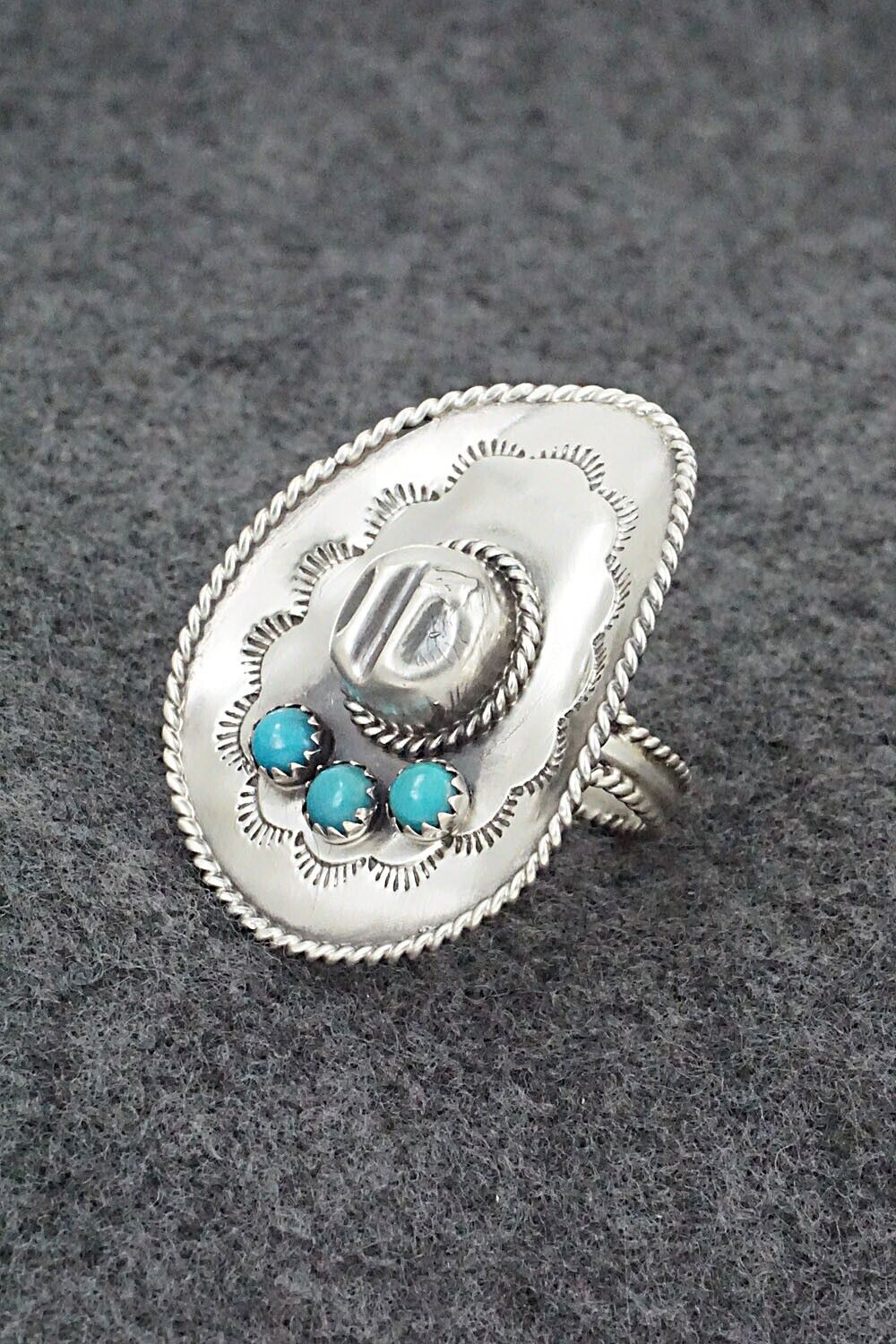 Turquoise & Sterling Silver Ring - Bobby Platero - Size 6.5