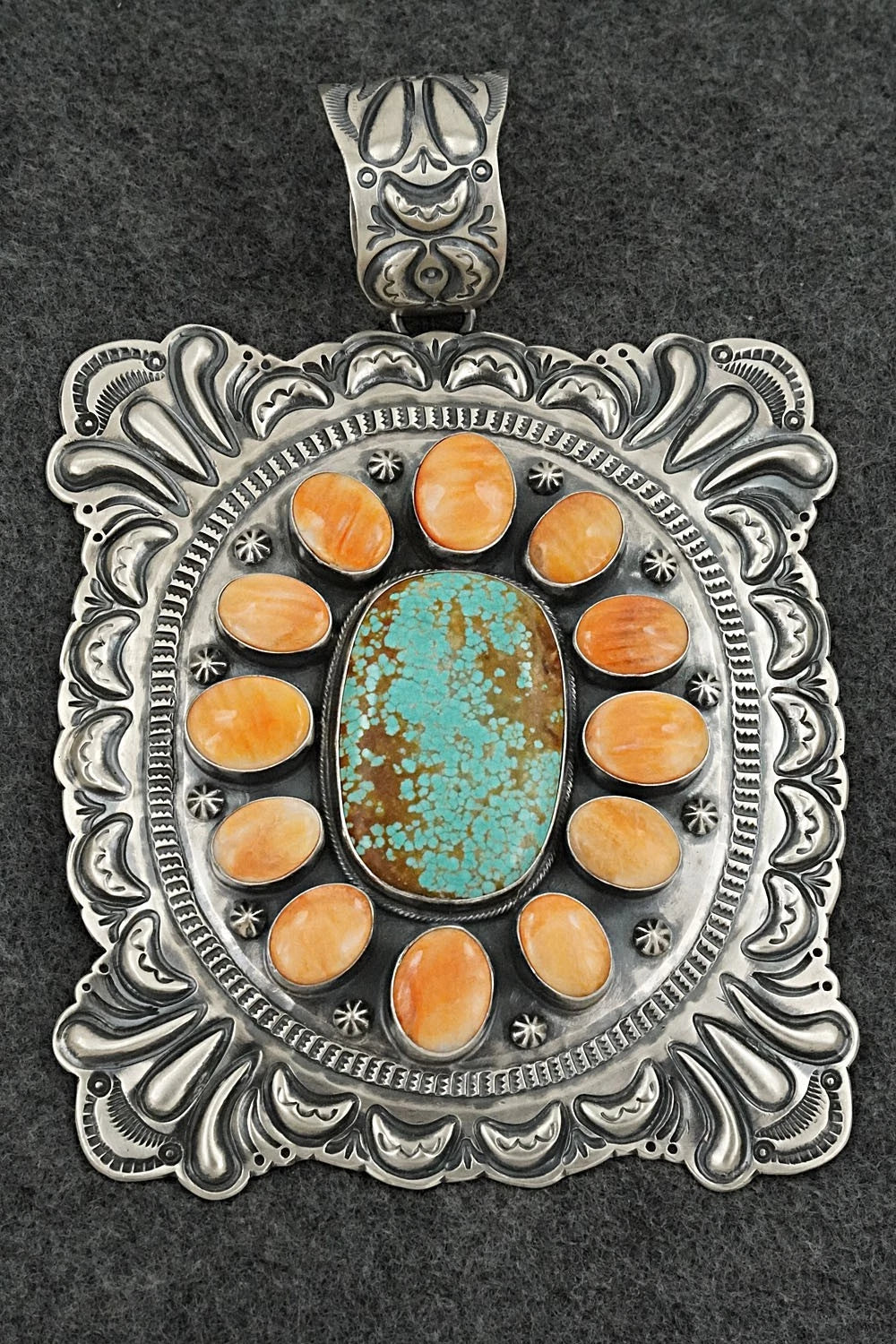 Turquoise, Spiny Oyster & Sterling Silver Pendant - Randy Boyd