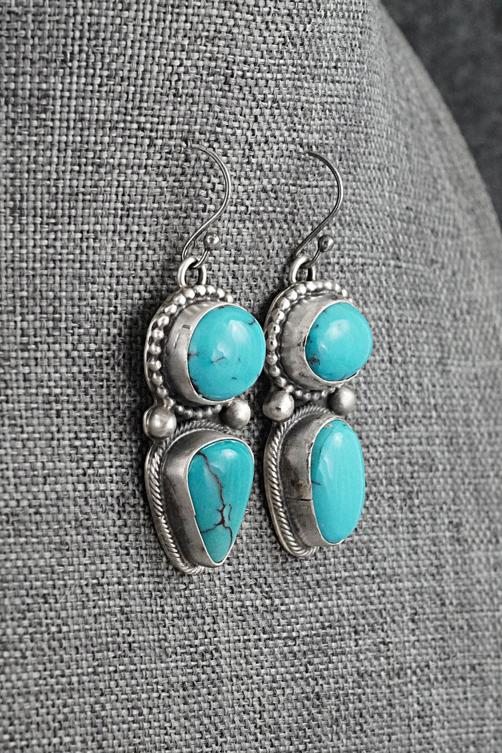 Turquoise & Sterling Silver Necklace and Earrings Set - Bobby Johnson