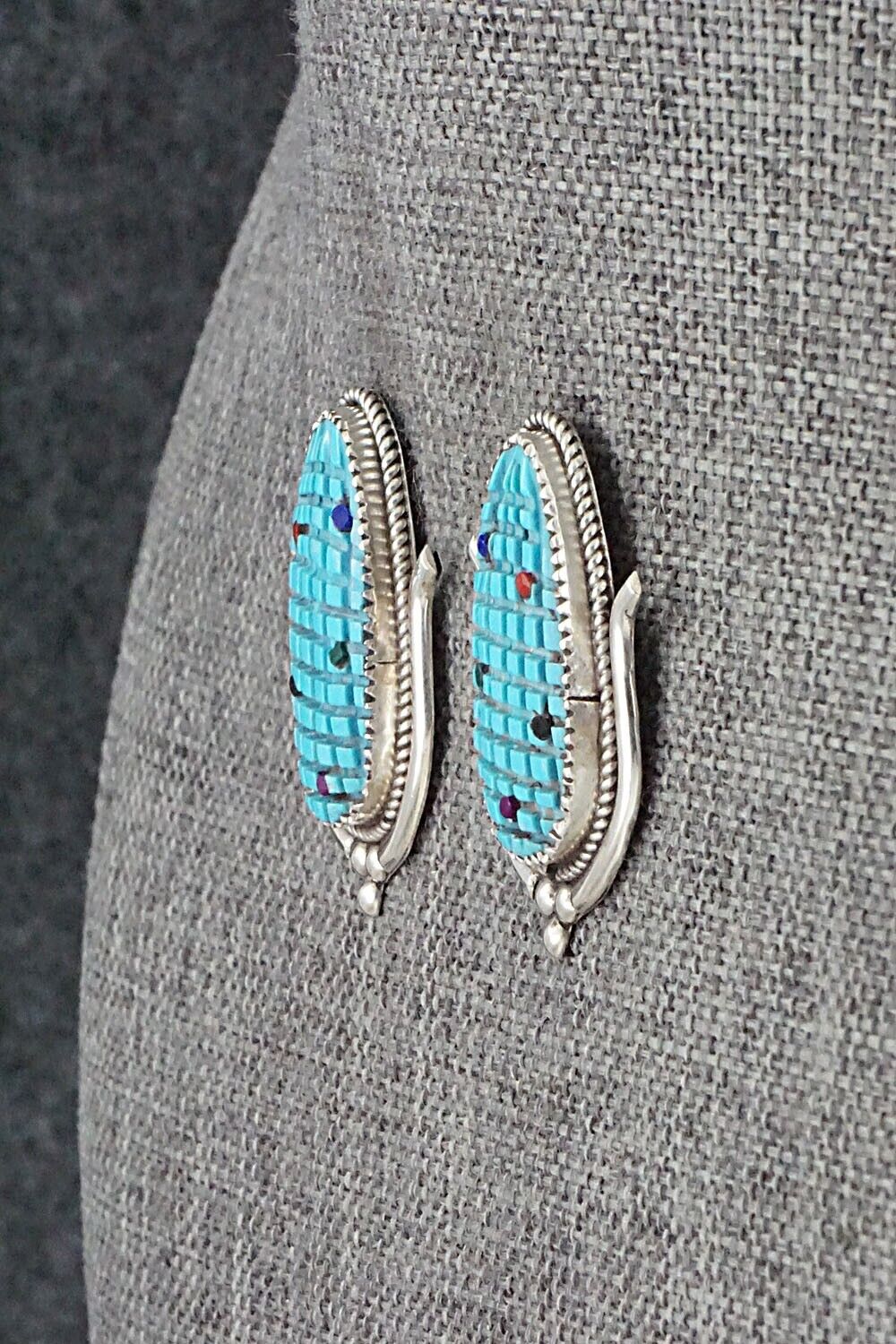 Turquoise & Sterling Silver Earrings - Tracy Bowekaty