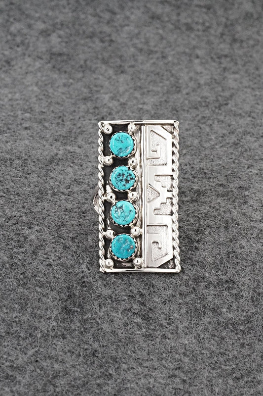 Turquoise & Sterling Silver Ring - Ronnie Spencer - Size 8.5