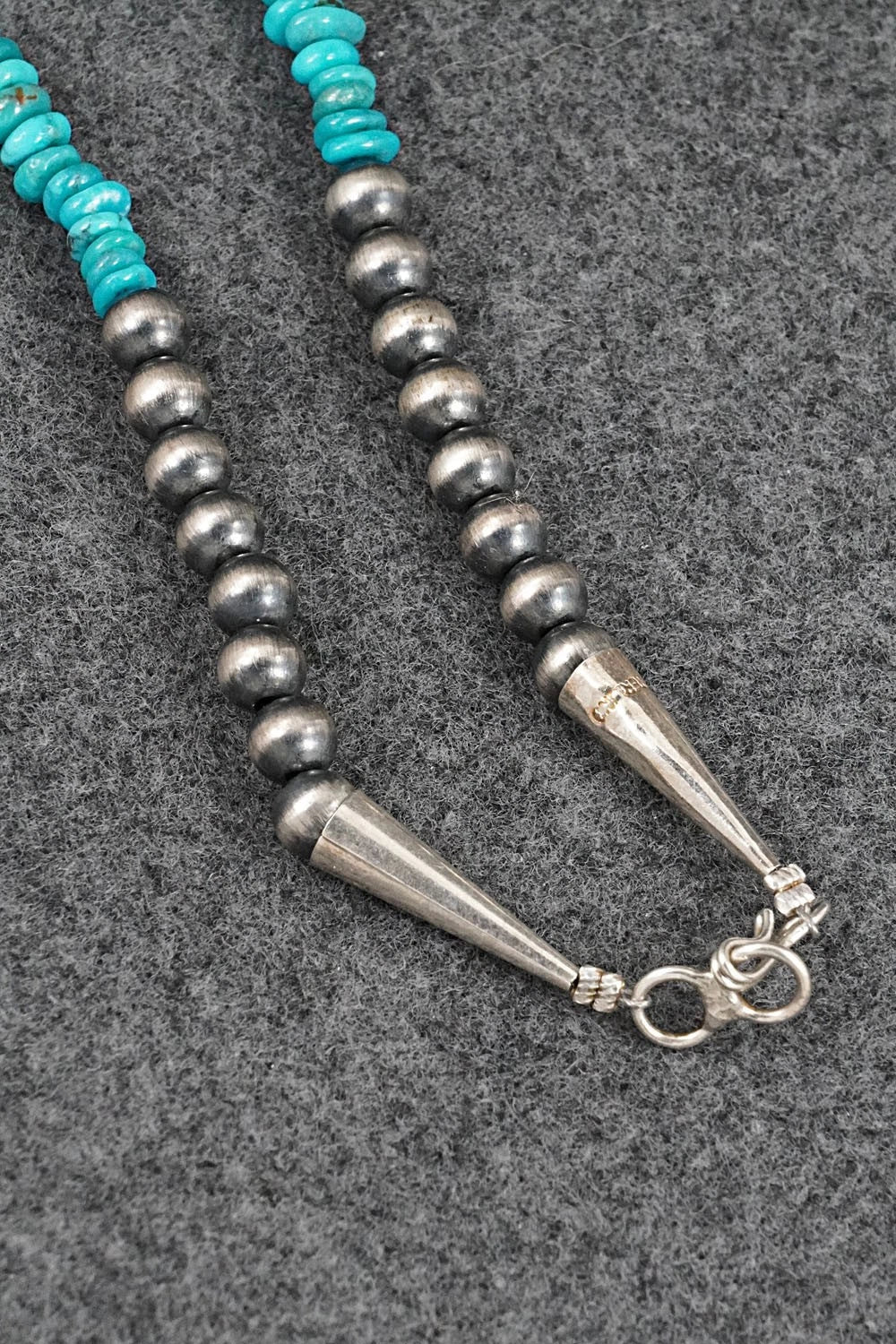 Turquoise & Sterling Silver Necklace 22" - Doreen Jake