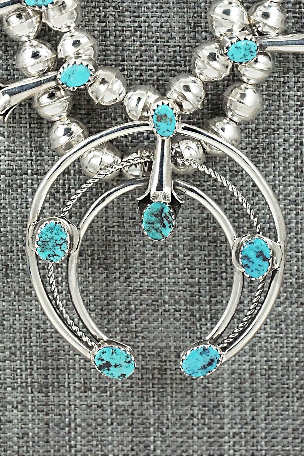 Turquoise & Sterling Silver Squash Blossom Set - Phil Garcia
