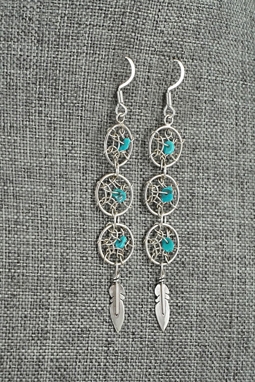 Turquoise & Sterling Silver Earrings - Lorenzo Arviso Jr.
