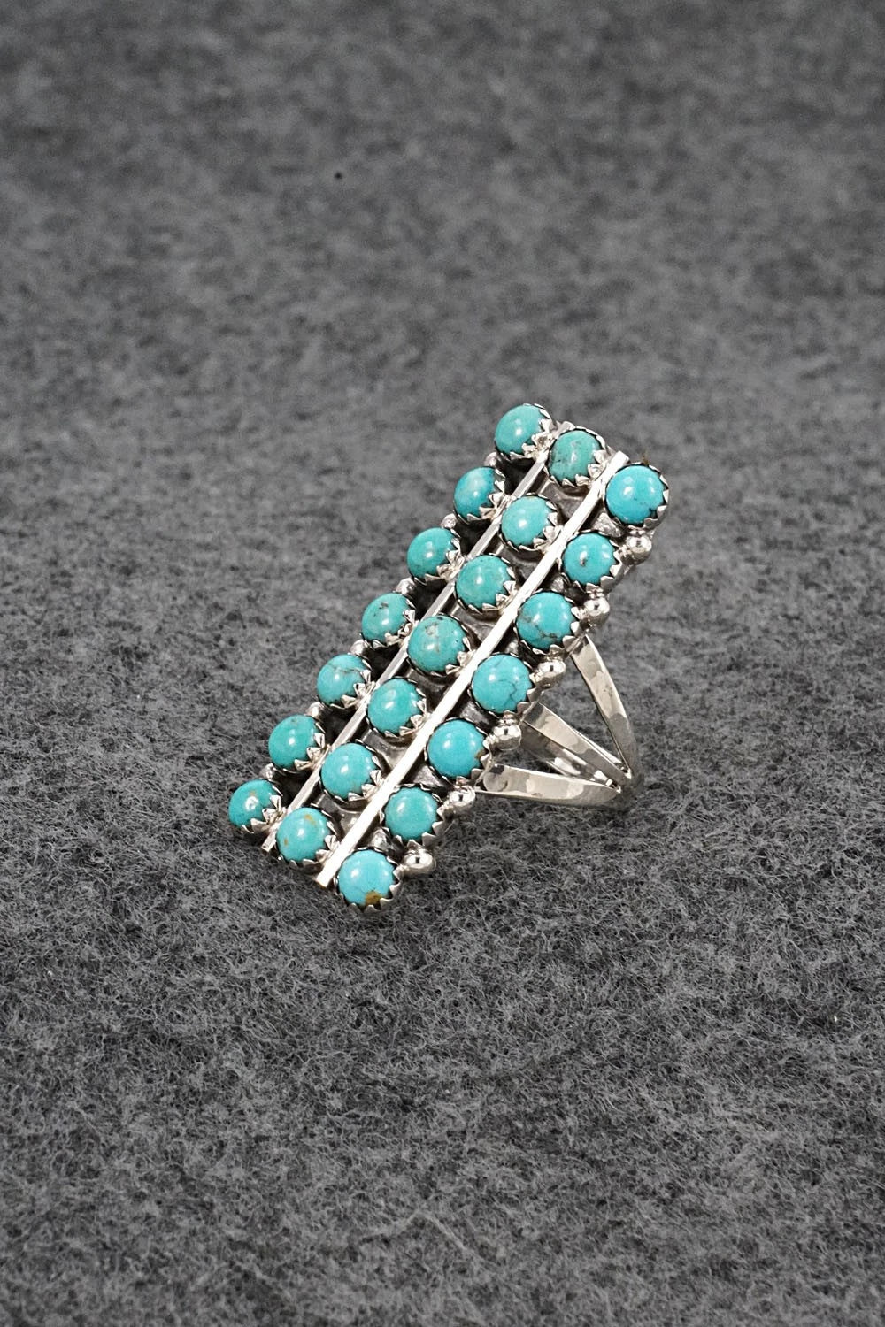 Turquoise & Sterling Silver Ring - Kenny Lonjose - Size 6.75