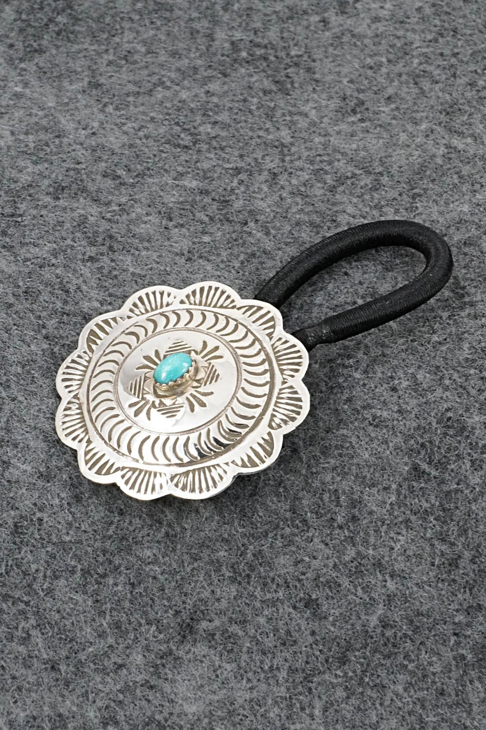 Turquoise & Sterling Silver Hair Tie - Bertha Begay