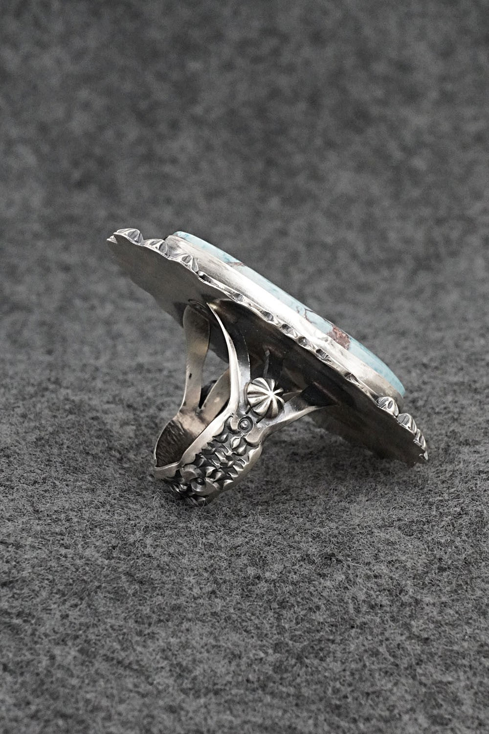 Turquoise & Sterling Silver Ring - Raymond Delgarito - Size 9.5