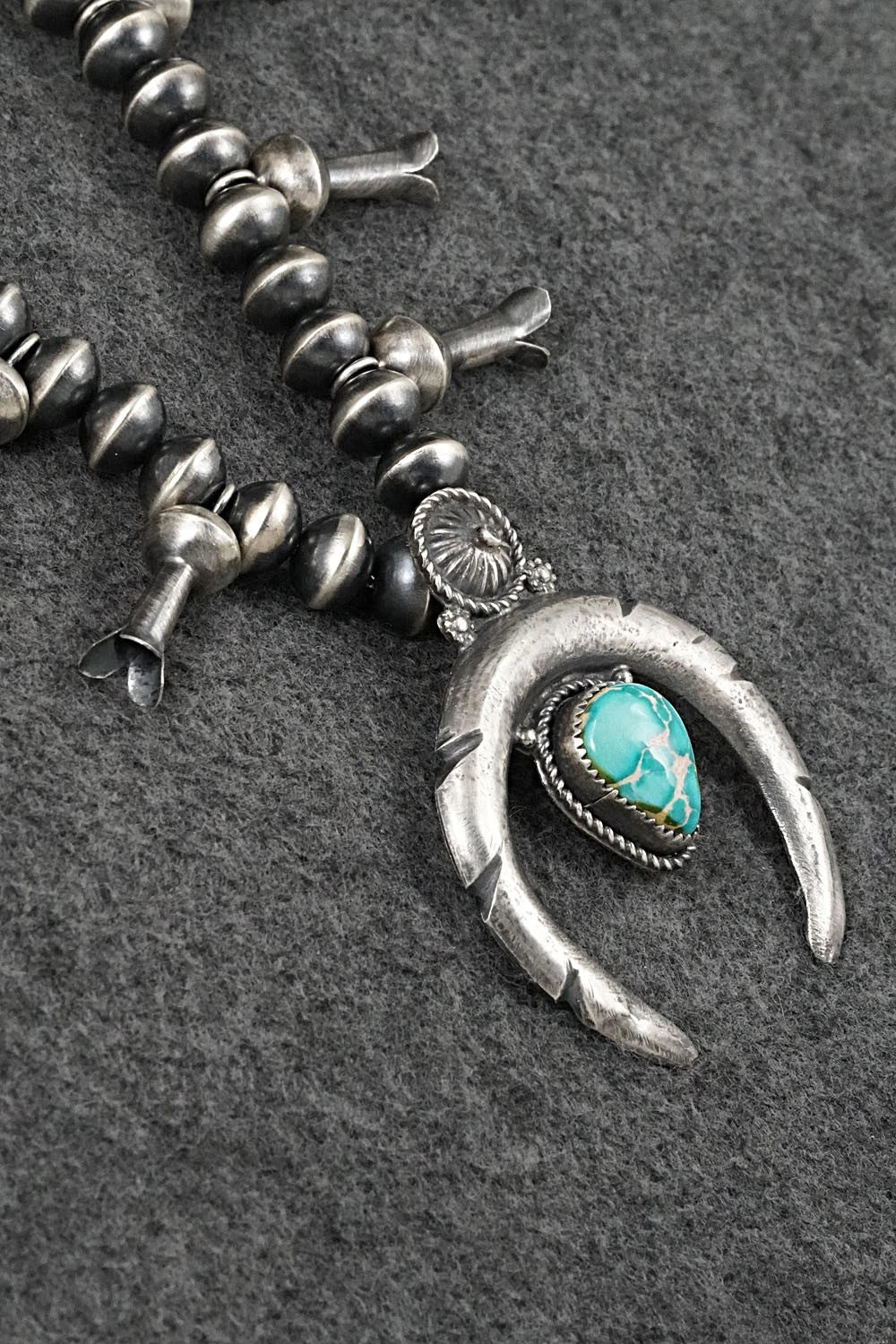 Turquoise & Sterling Silver Squash Blossom Necklace - Preston Haley